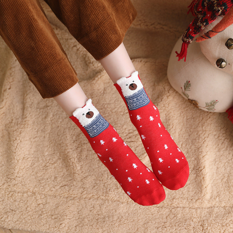 Christmas Reindeer Cartoon Funny Crew Socks