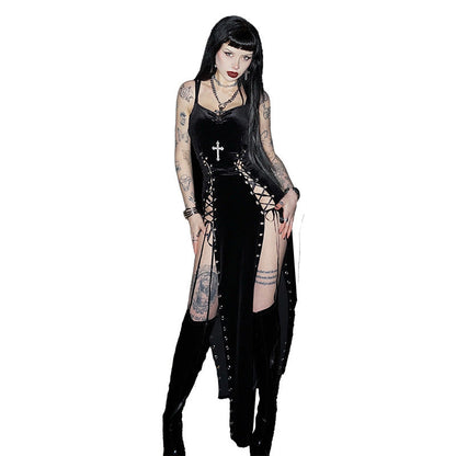 High Slit Tie Waist Dress Irregular Summer Stylish Dress