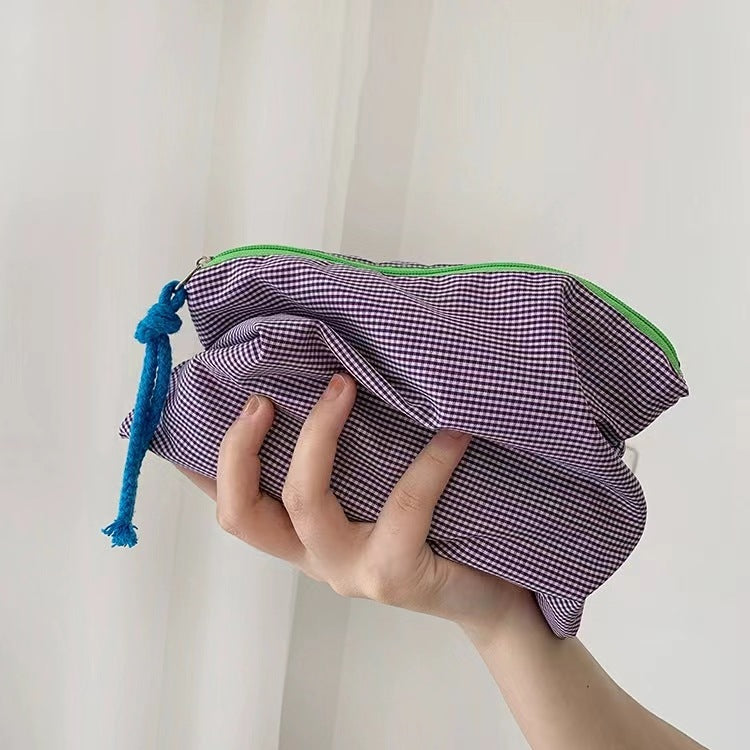 Classic Checkered Makeup Bag Portable Travel Organizer