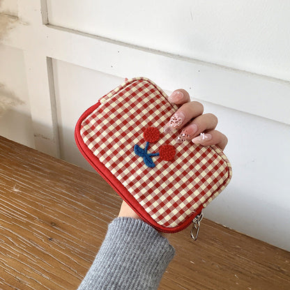 Cherry Pattern Portable Makeup Bag Cute Storage Pouch