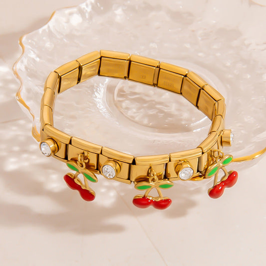 Trendy Fruit Charm Bracelet Stainless Steel Jewelry for Women