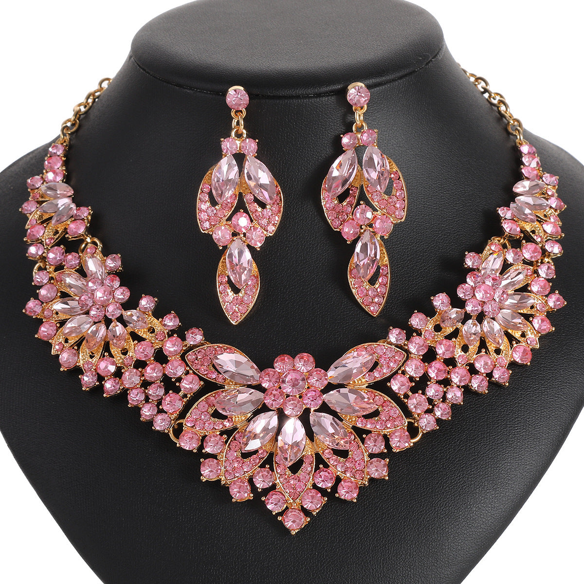 Vintage Floral Leaf Necklace Set for Women - Luxurious Jewelry