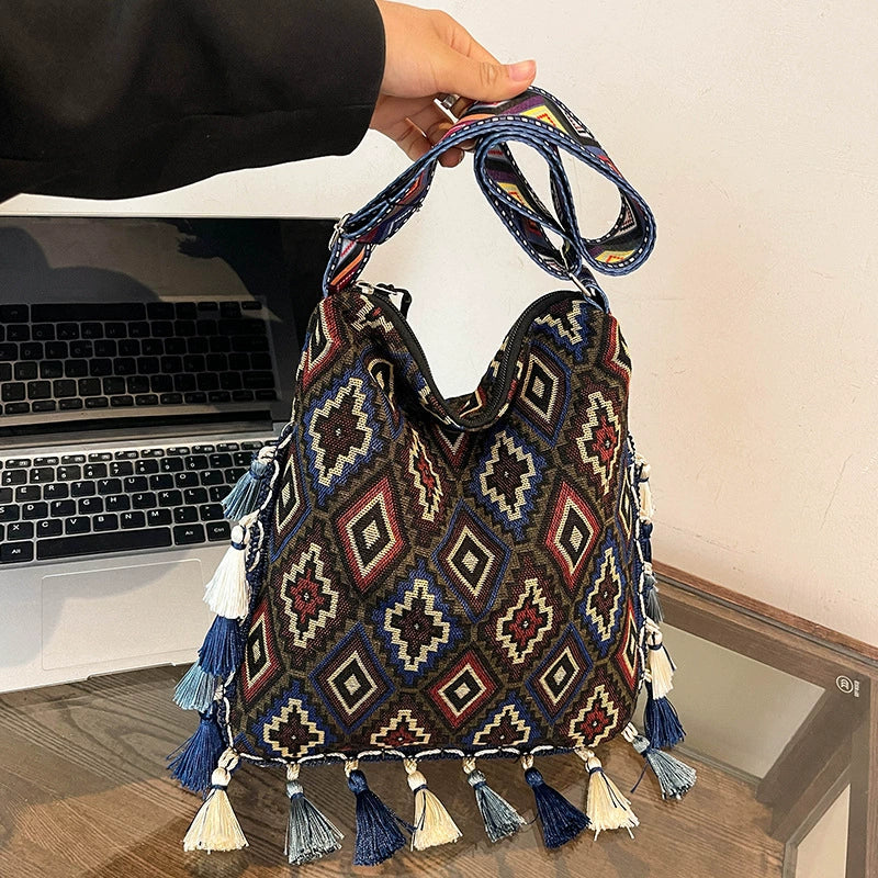 Tibetan Ethnic Style Bag Large Capacity Bohemian Shoulder Messenger Bag