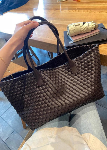 Woven Leather Tote Bag Durable Handwoven Design