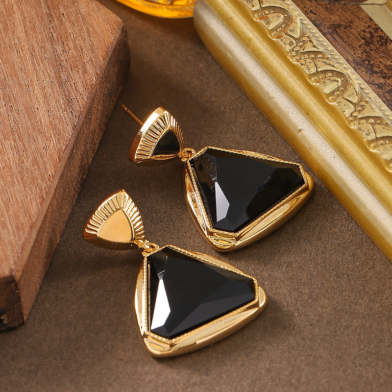 Fashionable Geometric Triangle Resin Earrings For Women