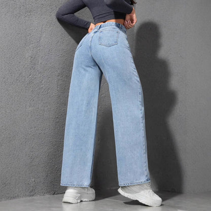 Trendy Washed Wide Leg Baggy Denim Pants
