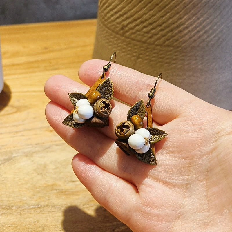 Retro Geometric Leaf Handmade Earrings Creative Style