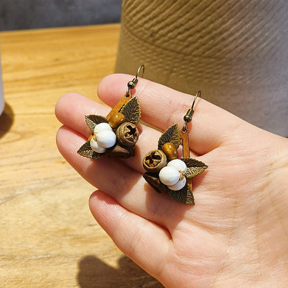 Retro Geometric Leaf Handmade Earrings Creative Style