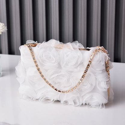 Chic Floral Chiffon Evening Clutch Party Bag