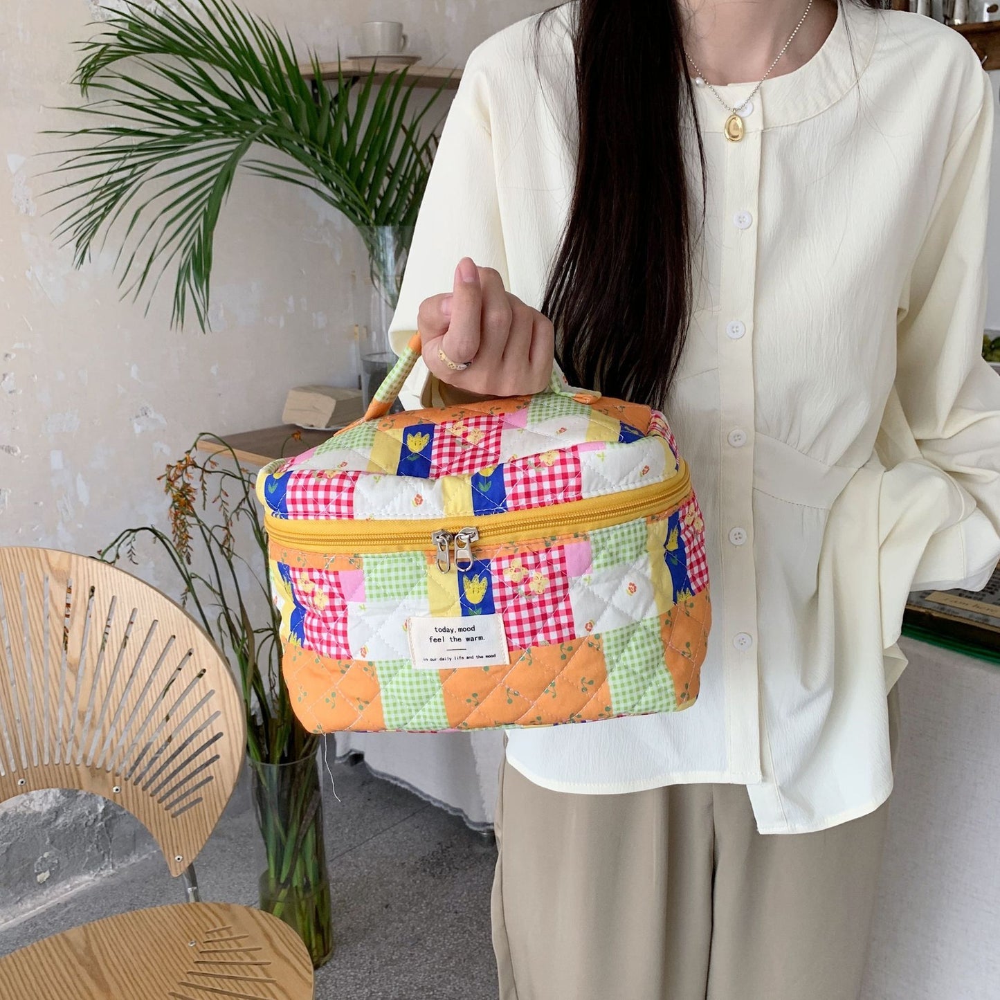 Cosbai - Floral Large Cosmetic Bag Storage Bag