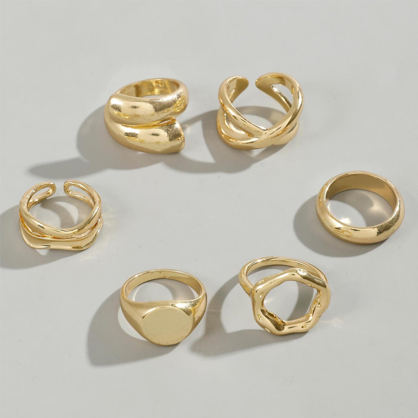 Trendy Vintage Statement Geometric Open Joint Ring Set