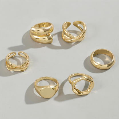 Trendy Vintage Statement Geometric Open Joint Ring Set