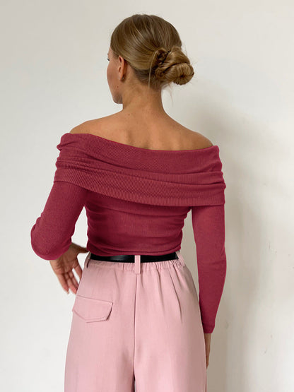 Off Shoulder Sexy Solid Color Knit Top
