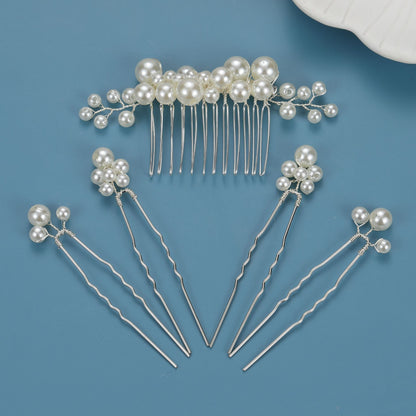 Vintage Baroque Pearl Hair Comb Set for Brides