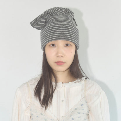 Striped Knitted Beanie for Women Cozy Casual Hat