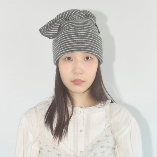 Striped Knitted Beanie for Women Cozy Casual Hat