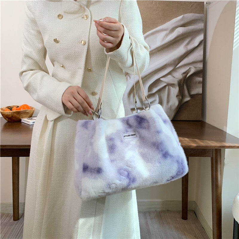 Stylish Leopard Print Plush Tote Bag for Women
