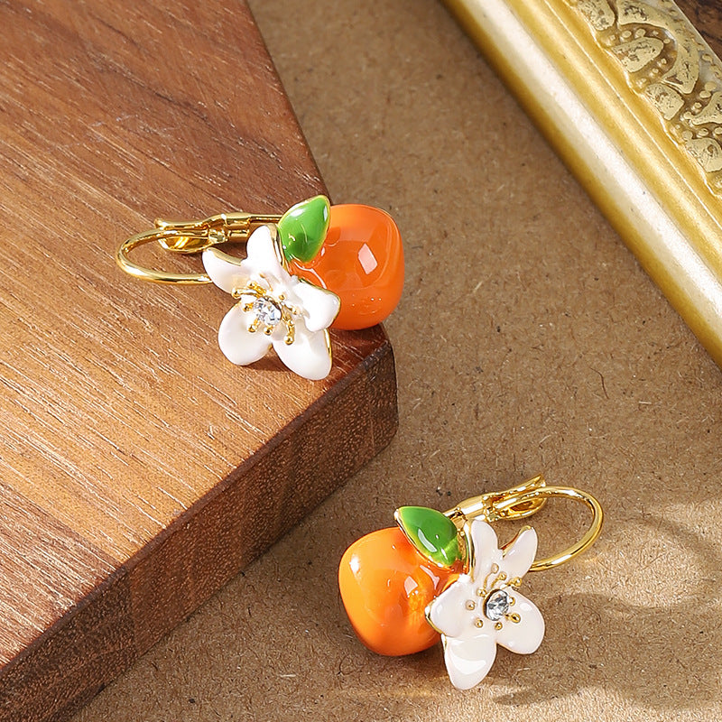 Floral Drop Oil Earrings Elegant Fresh Style