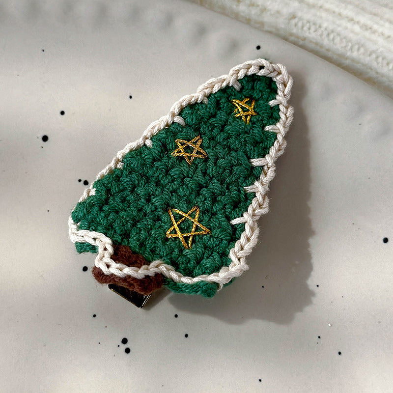 Sweet Hand Knitted Christmas Tree Hair Clip