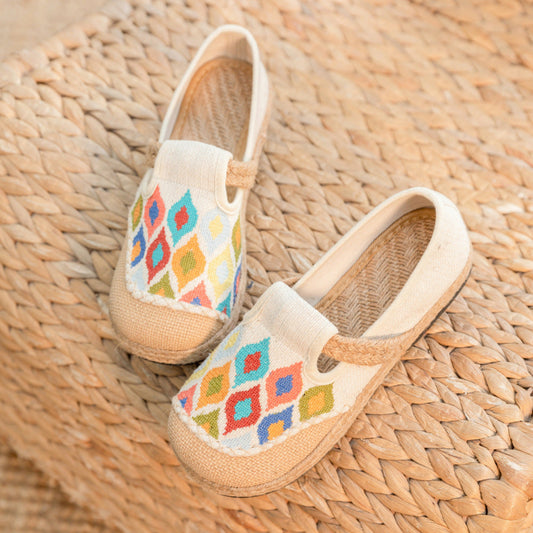 Cross Stitch Colorful Peacock Pattern/Different Footwear Spring Linen Shoes