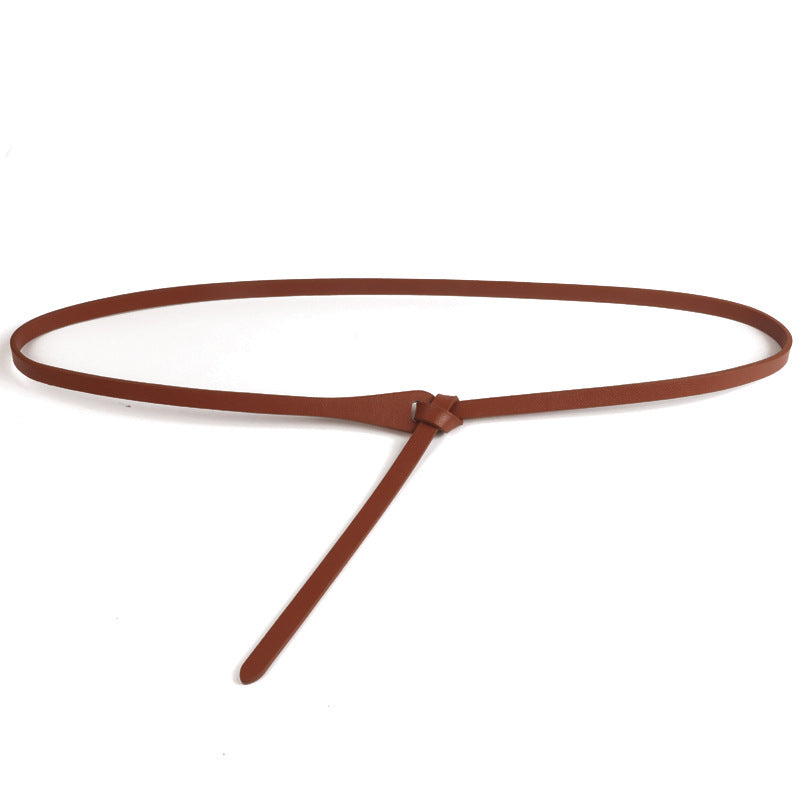 Trendy Solid Color Skinny Leather Belt