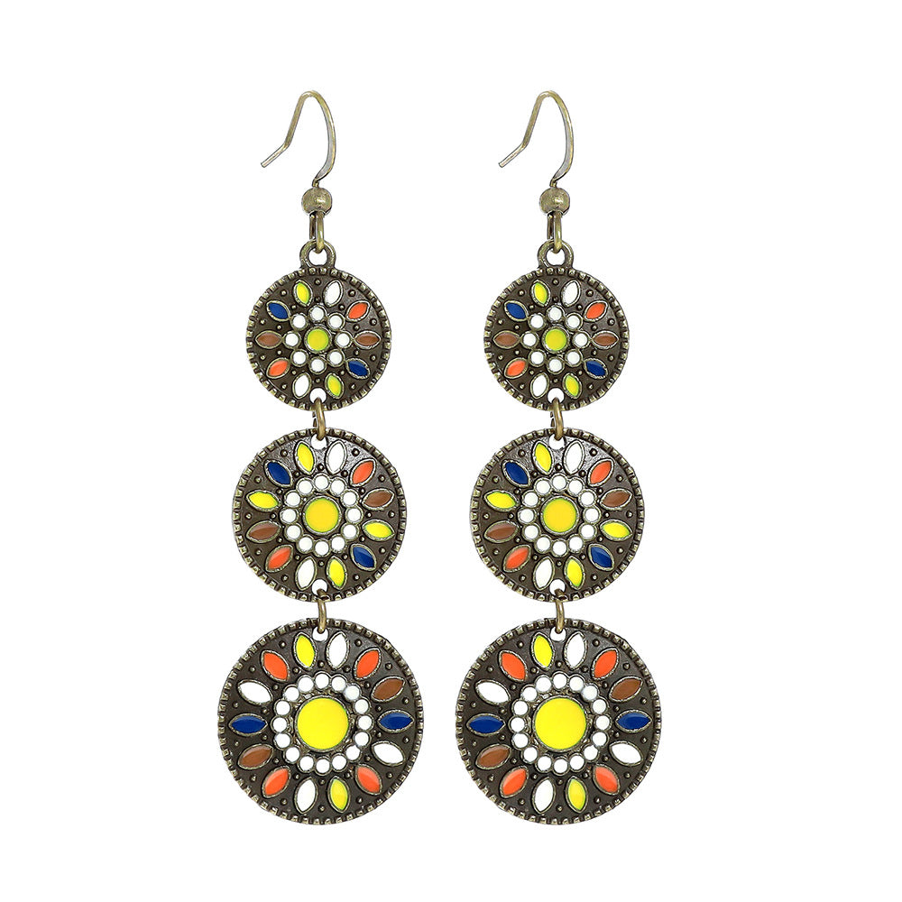 Bohemian Geometric Flower Alloy Earrings Set