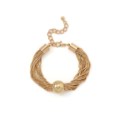 Exaggerated Punk Multi-Layered Chain Necklace With Geometric Ball Design