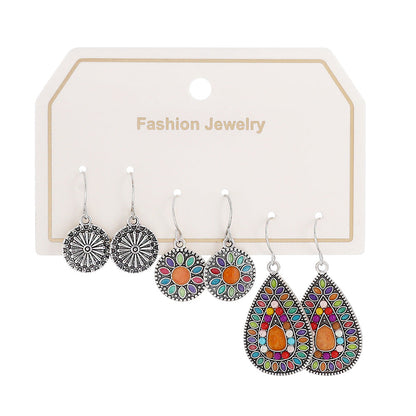 Bohemian Turquoise Tassel Earrings Vintage Alloy Jewelry