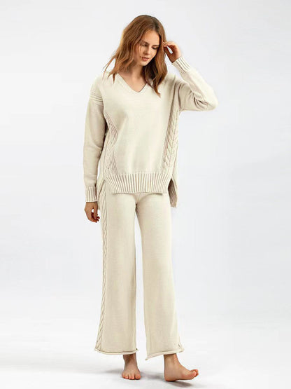 2+ V-Neck Side Split Knit Sets