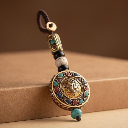 Nepal Retro Car Keychain Bodhi Key Pendant High-Grade Bag Ornaments Handmade Chain For Men And Women.