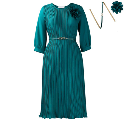 Elegant A-Line Midi Dress With Square Neckline And Ruffle Hem