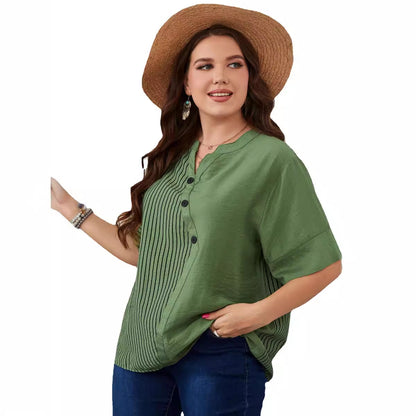 Striped Short Sleeve T-Shirt Plus Size Women