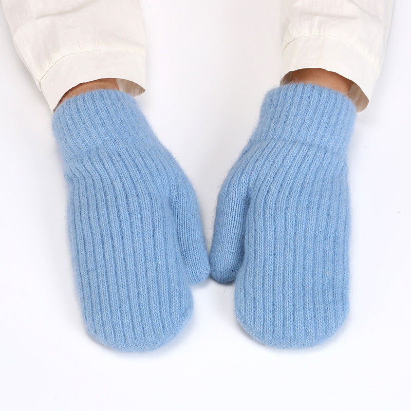 Simple Padded Knit Mittens Gloves