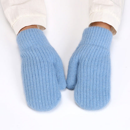 Simple Padded Knit Mittens Gloves