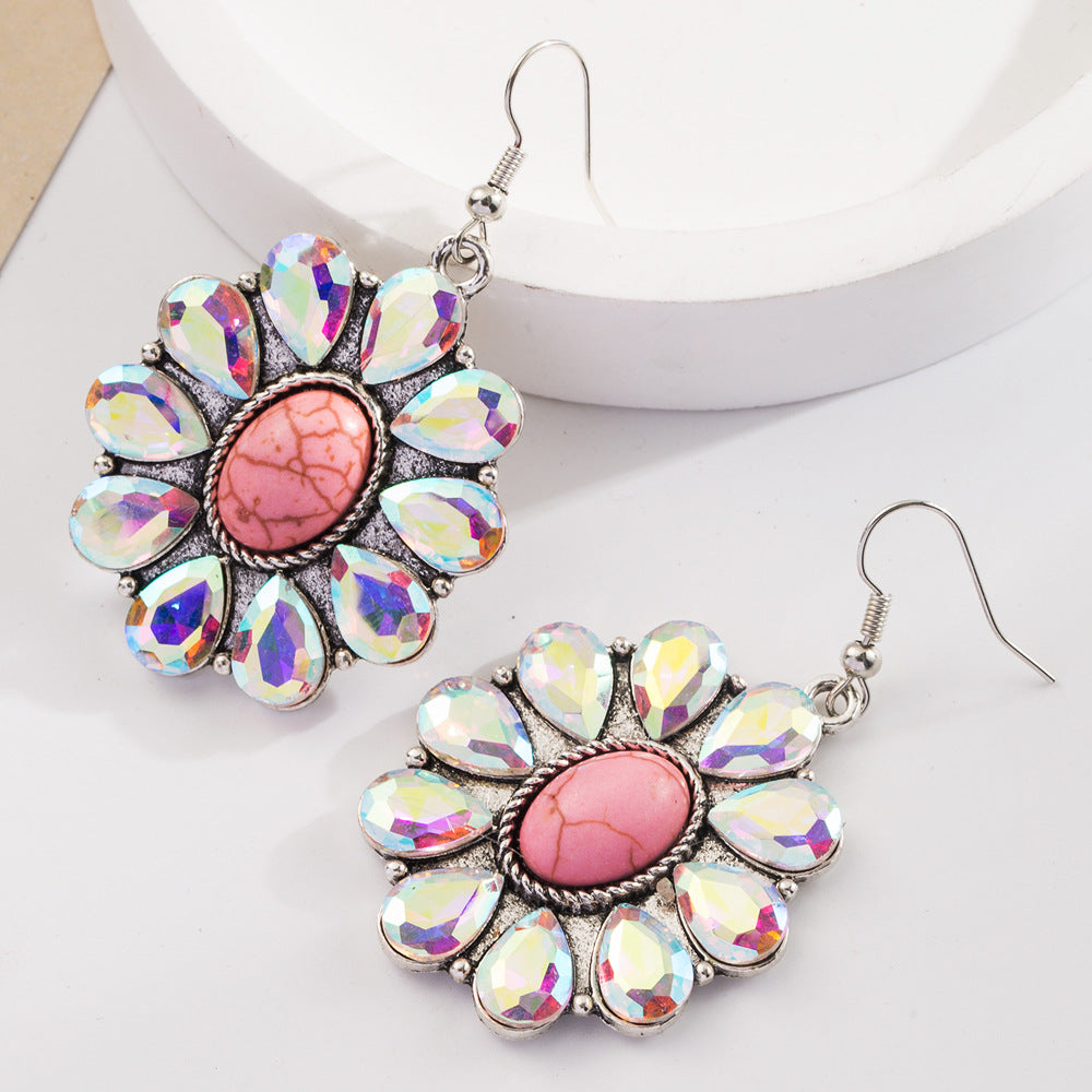 Trendy Heart-Shaped Turquoise Drop Earrings
