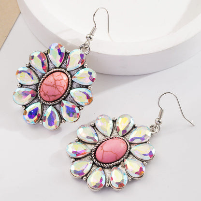 Trendy Heart-Shaped Turquoise Drop Earrings