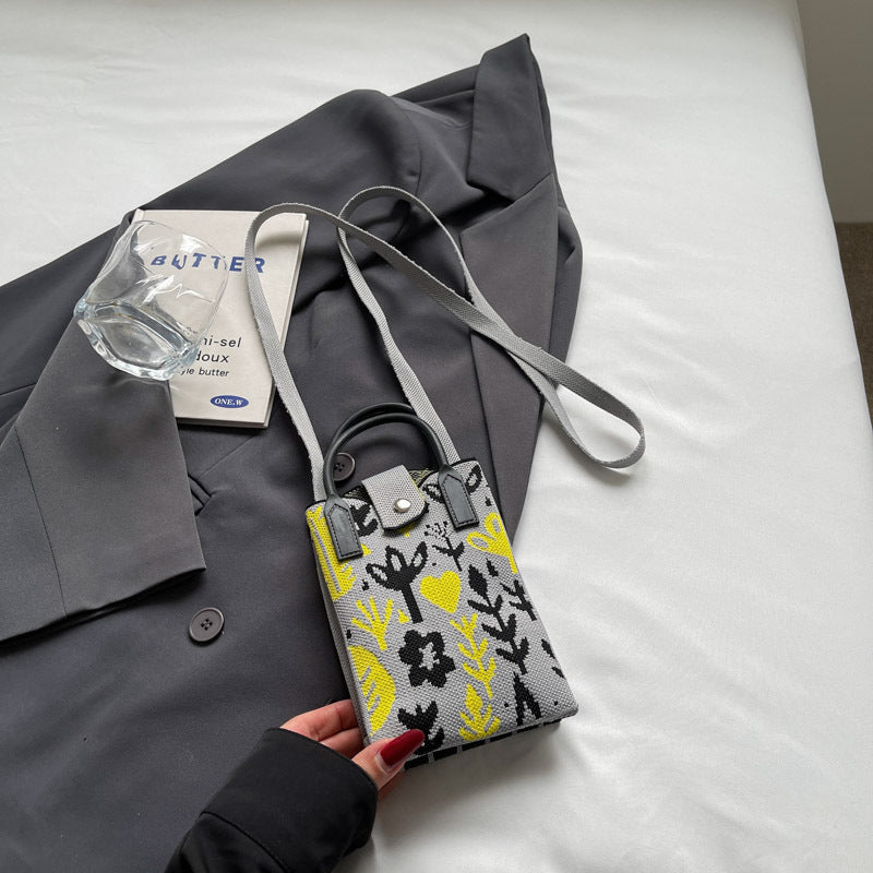 Fashionable Simple Knit Crossbody Phone Bag