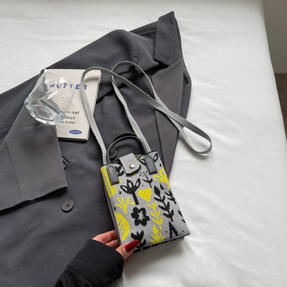 Fashionable Simple Knit Crossbody Phone Bag