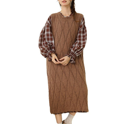Artistic Diamond Pattern Hand-Crocheted Knit Dress Vest for Women