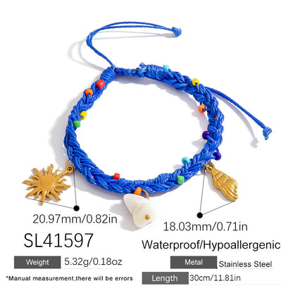 Bohemian Adjustable Shell and Starfish Pendant Bracelet