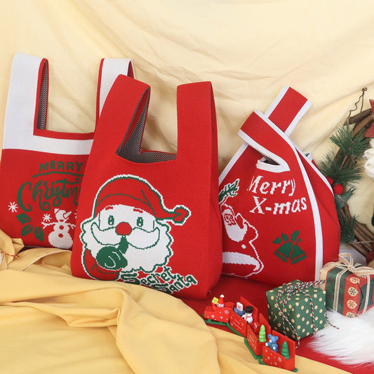 Merry Christmas Wristlet Knit Gift Bag