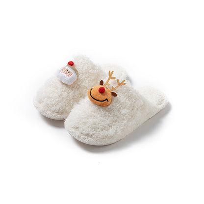 Fuzzy Fur Christmas Reindeer Indoor Slippers