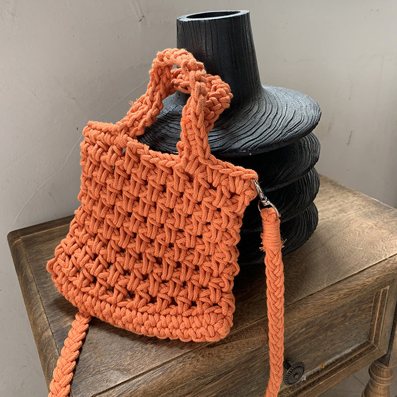 Woven Crossbody Bag for Women Stylish Cotton Blend Daily Use