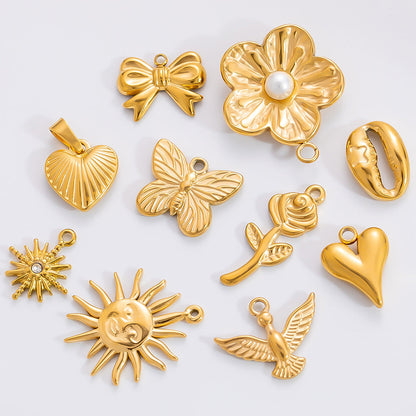 DIY Heart Butterfly Pendant Stainless Steel Jewelry Accessories