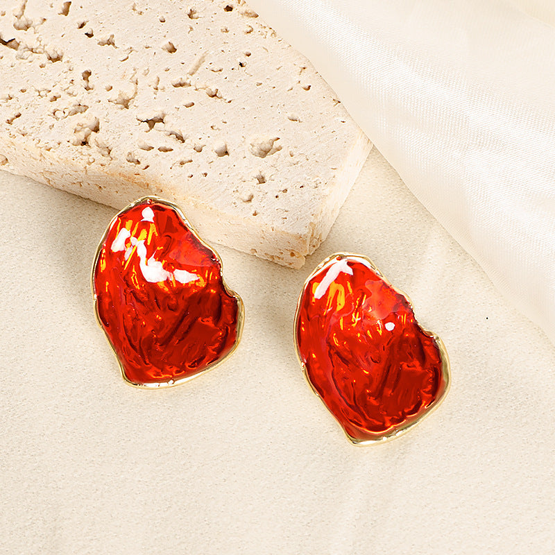 French Vintage Style Red Earrings With Silver Pins