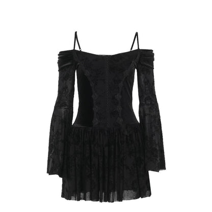 Off-Shoulder Velvet Bodycon Dress Elegant Chic Style