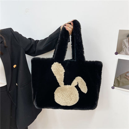 Cute Furry Tote Bag Fashionable Chic Plush Shoulder Bag