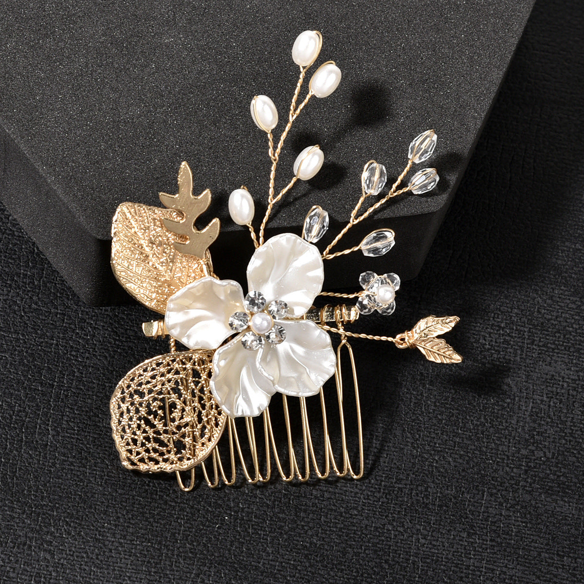 Gold Leaf Hair Comb Bridal Accessories