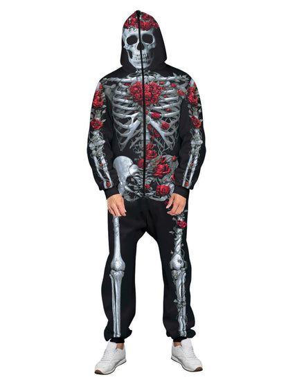 Graphic Skeleton Print Loose Fit Jumpsuit for Halloween