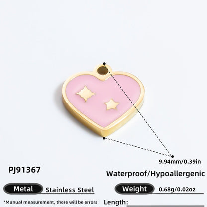 Colorful Heart Moon Pendant Charm Stainless Steel DIY Earrings